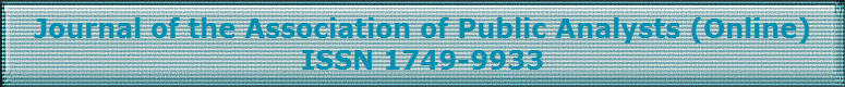 Journal of the Association of Public Analysts (Online)
ISSN 1749-9933